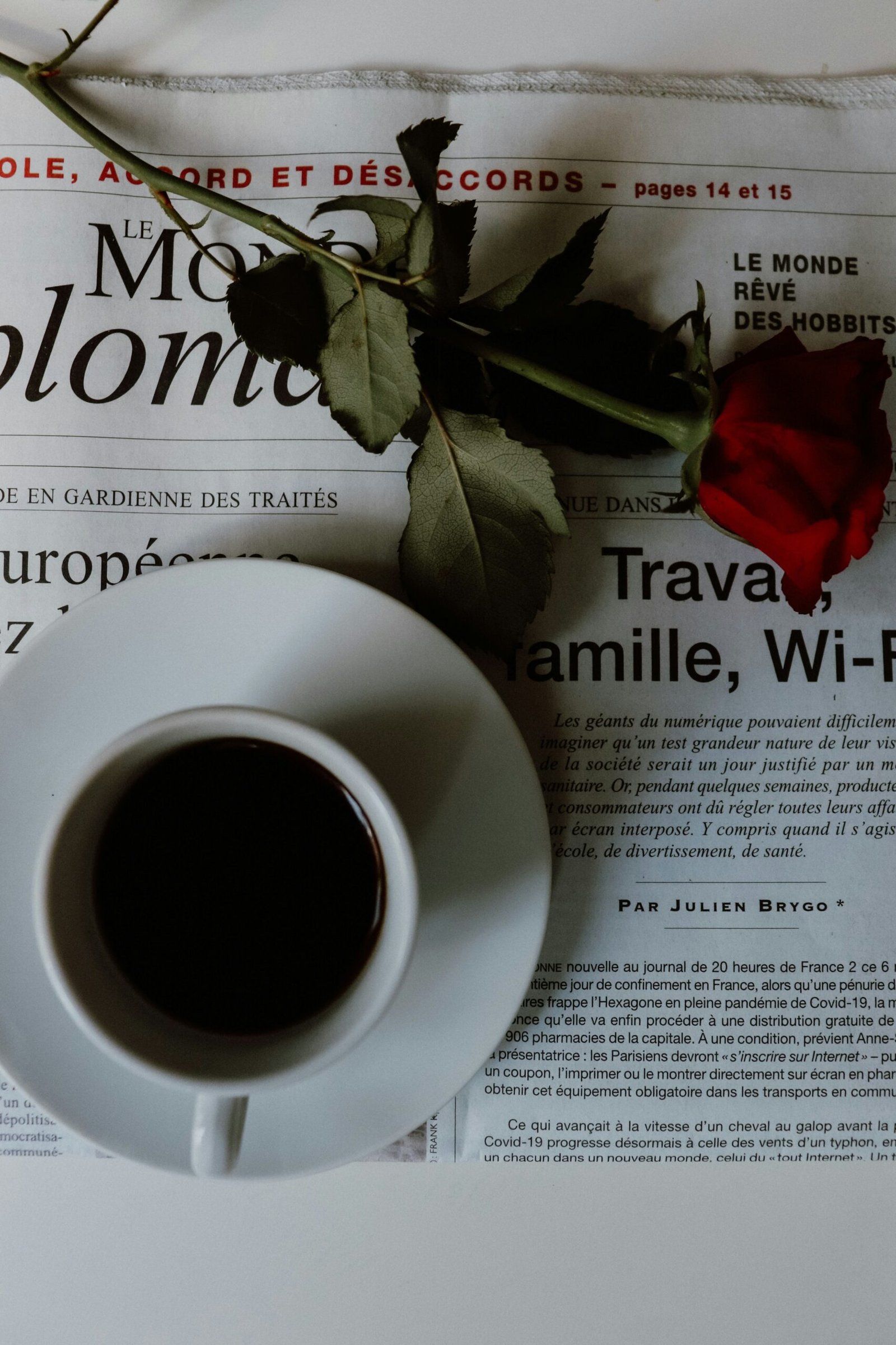 red rose on white ceramic cup